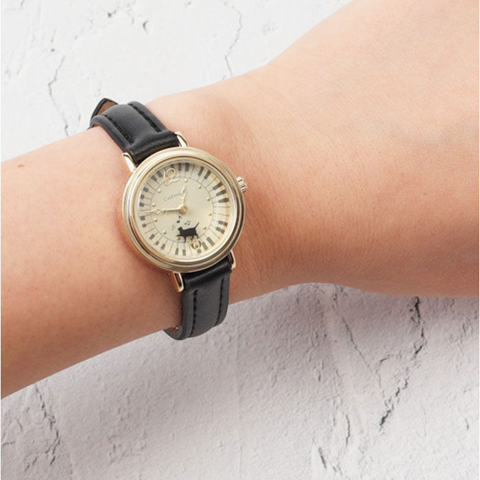 BACKYARD FAMILY「腕時計 レディース 通販 日本製 ウォッチ ネコの秒針 動く猫 ローリング猫 革ベルト」|腕時計|