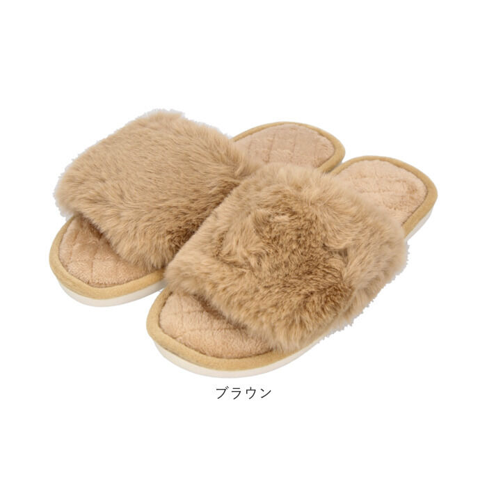 BACKYARD FAMILY「スリッパ おしゃれ 冬用 通販 ルームシューズ 冬 フェイク ファー レディース もこもこ」|ルームシューズ|