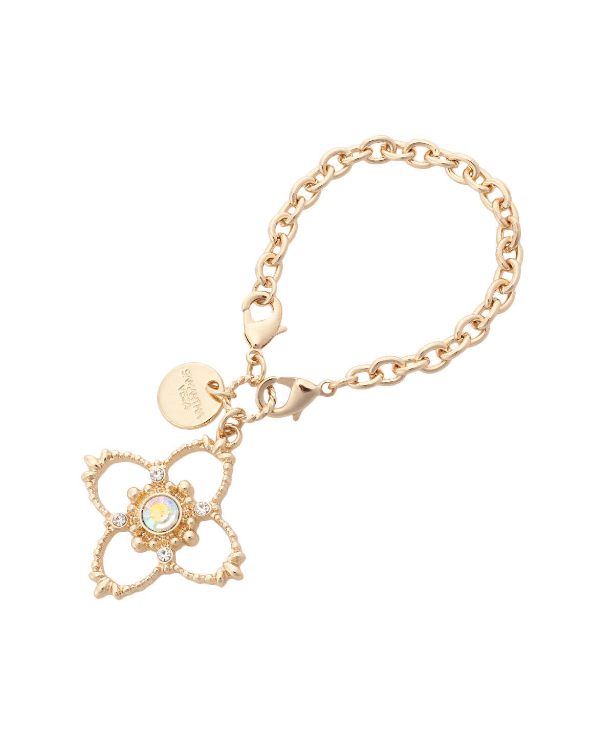 Samantha Vega「ビジューフラワーバッグチャーム」|チャーム・キーホルダー|オフホワイト