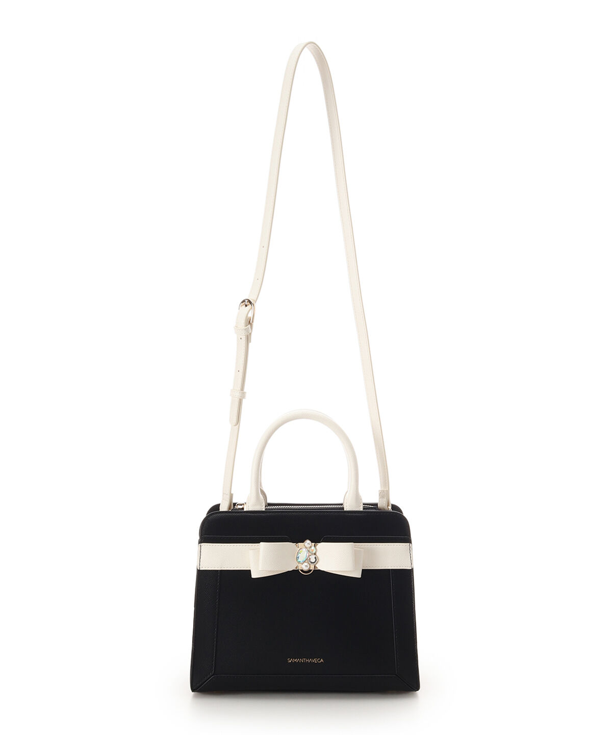 Samantha Vega「バイカラージュエルリボンハンドバッグ」|ハンドバッグ|