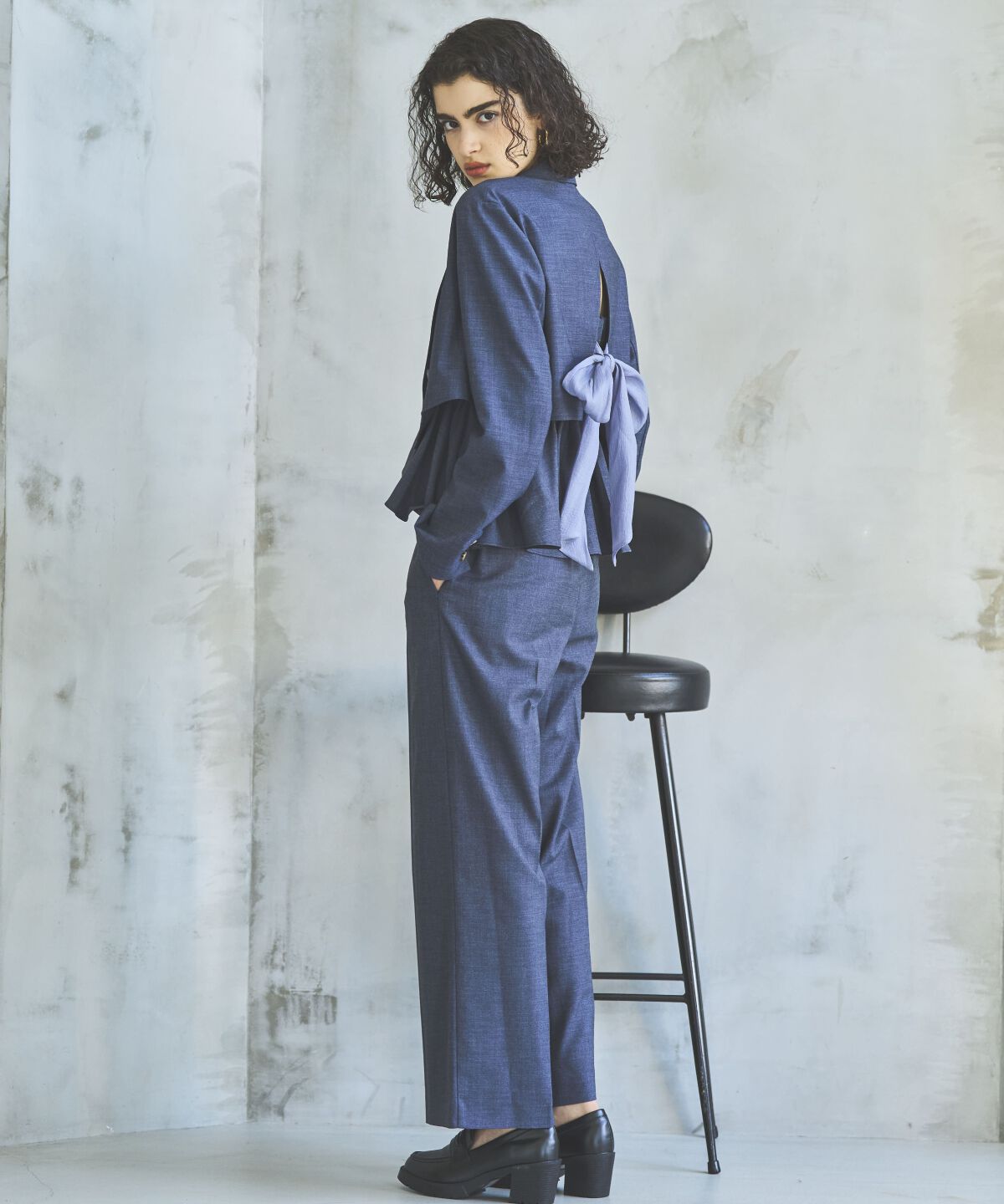 アンドクチュール「シャンブレーハイウエストワイドパンツ」|その他|