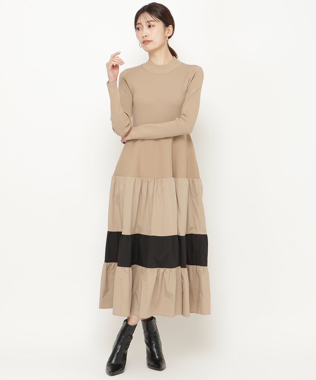 アンドクチュール「布帛ティアードドッキングワンピース」|ワンピース|