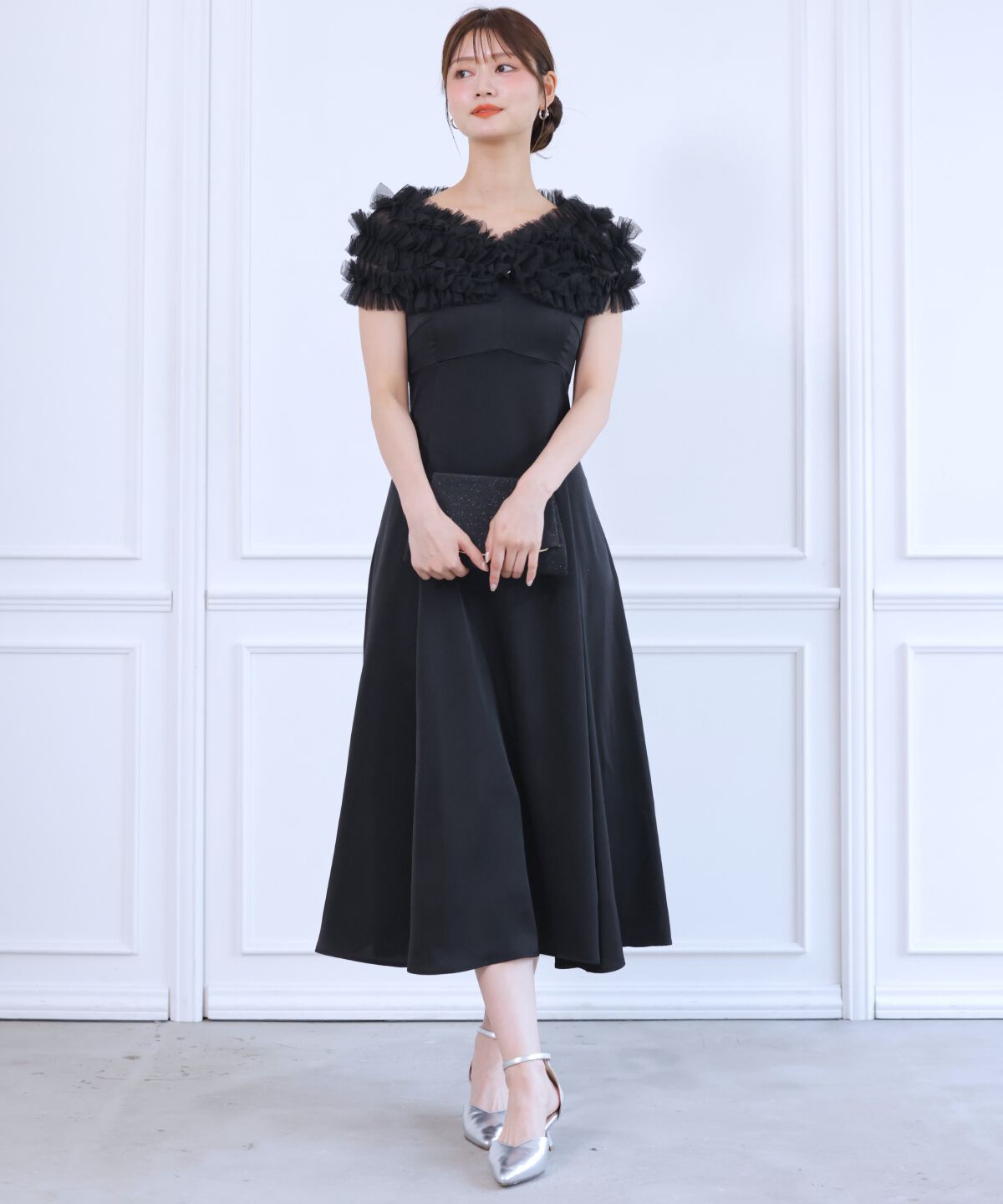 アンドクチュール「チュールケープセットドレス」|ドレス|ブラック