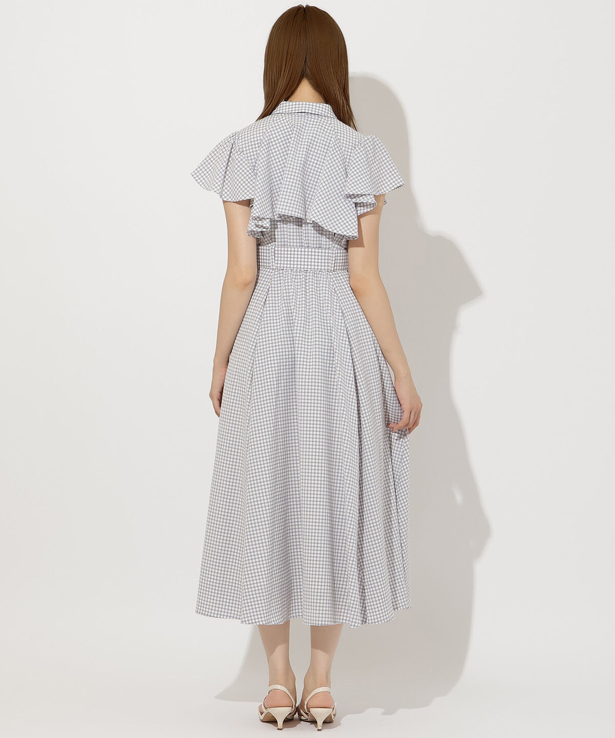 アンドクチュール「袖フリルチェックシャツワンピース」|ワンピース|