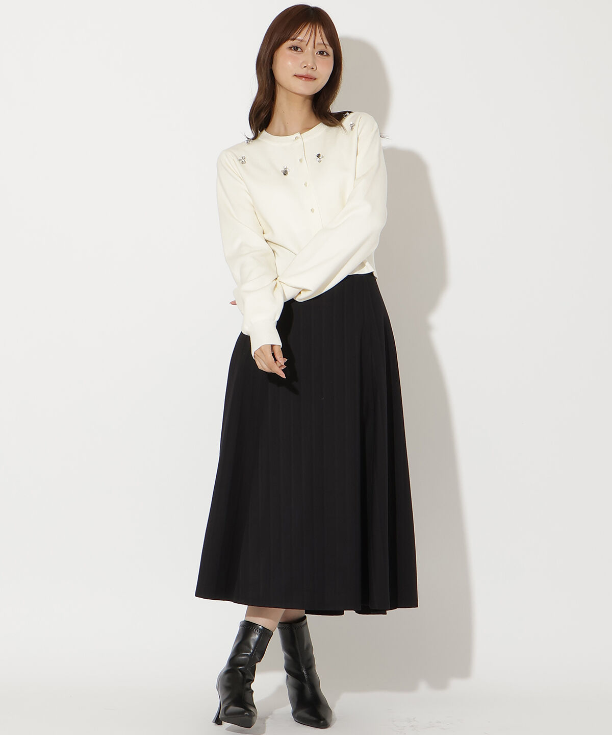 アンドクチュール「ビジュー&times;パールニットカーディガン」|カーディガン|