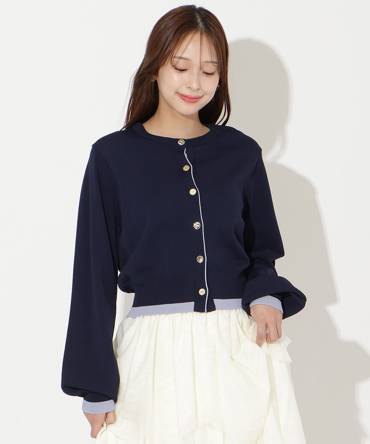 アンドクチュール「配色レイヤードライクニットカーディガン」|カーディガン|