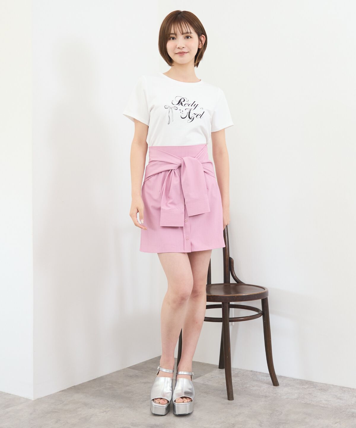REDYAZEL「シャツライクラップミニスカート」|台形|