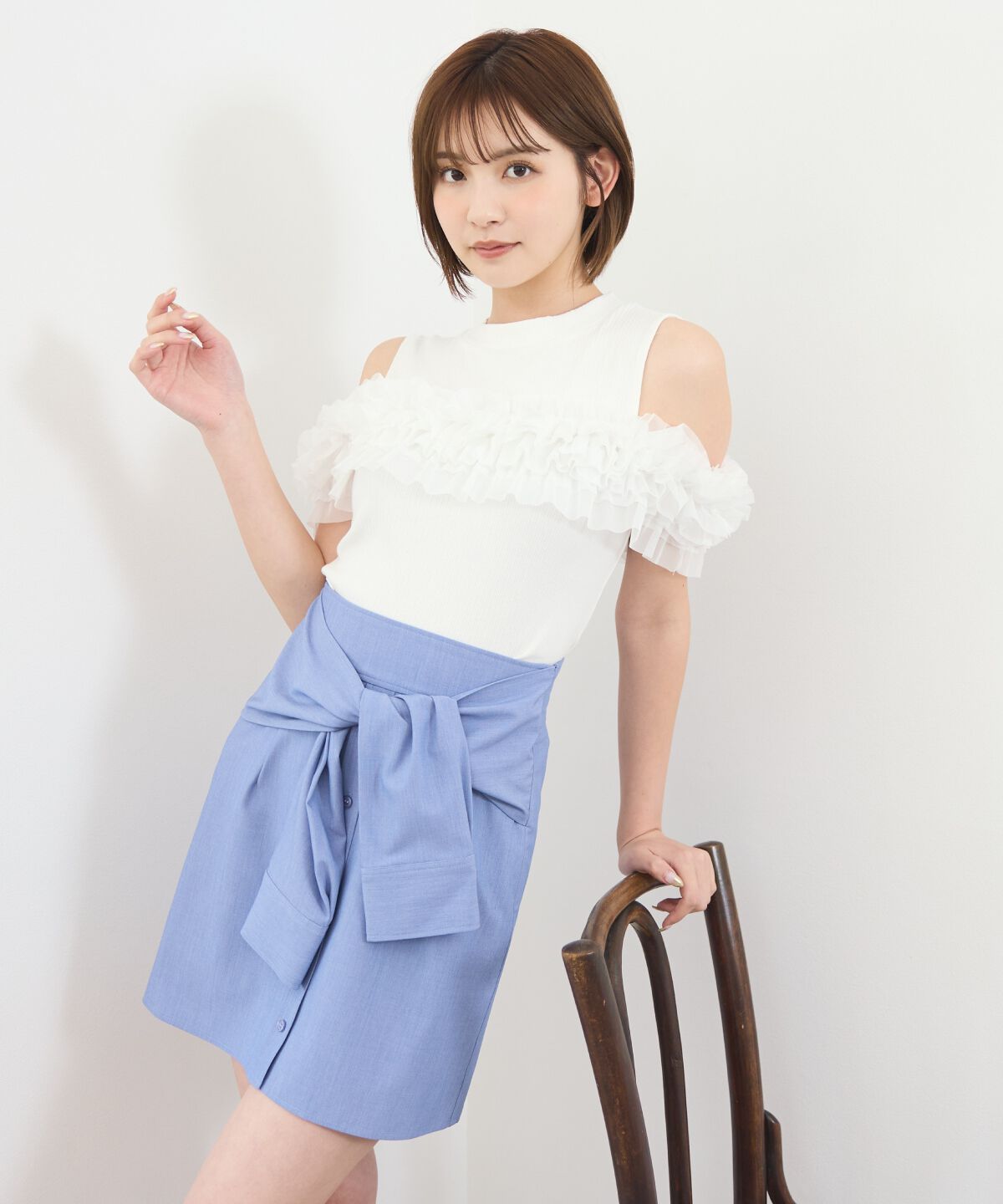 REDYAZEL「シャツライクラップミニスカート」|台形|