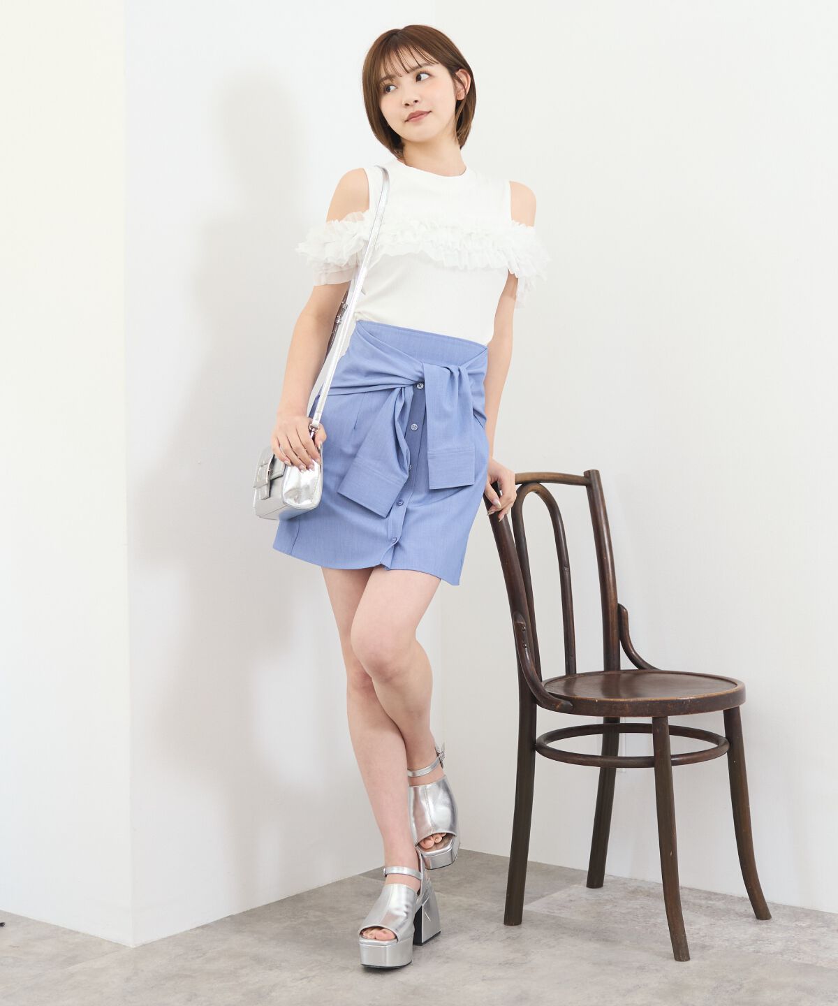 REDYAZEL「シャツライクラップミニスカート」|台形|