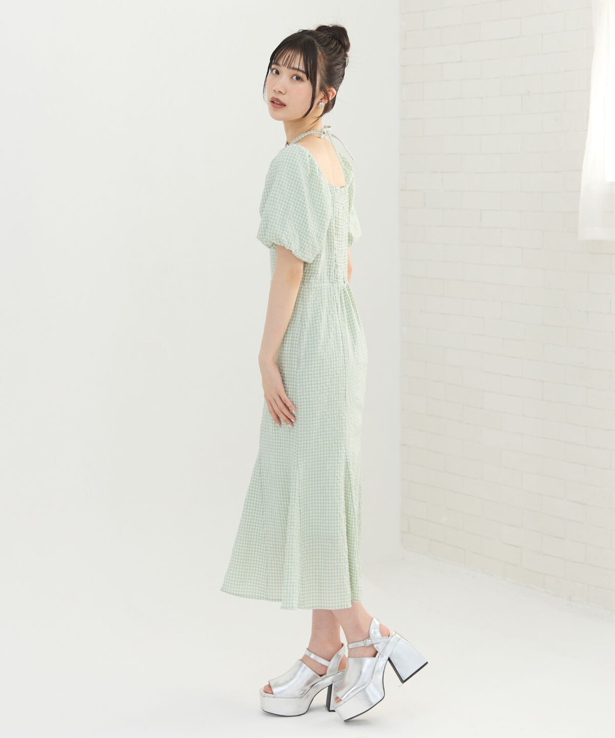 REDYAZEL「クロスリボンギンガムチェックマーメイドワンピース」|ワンピース|