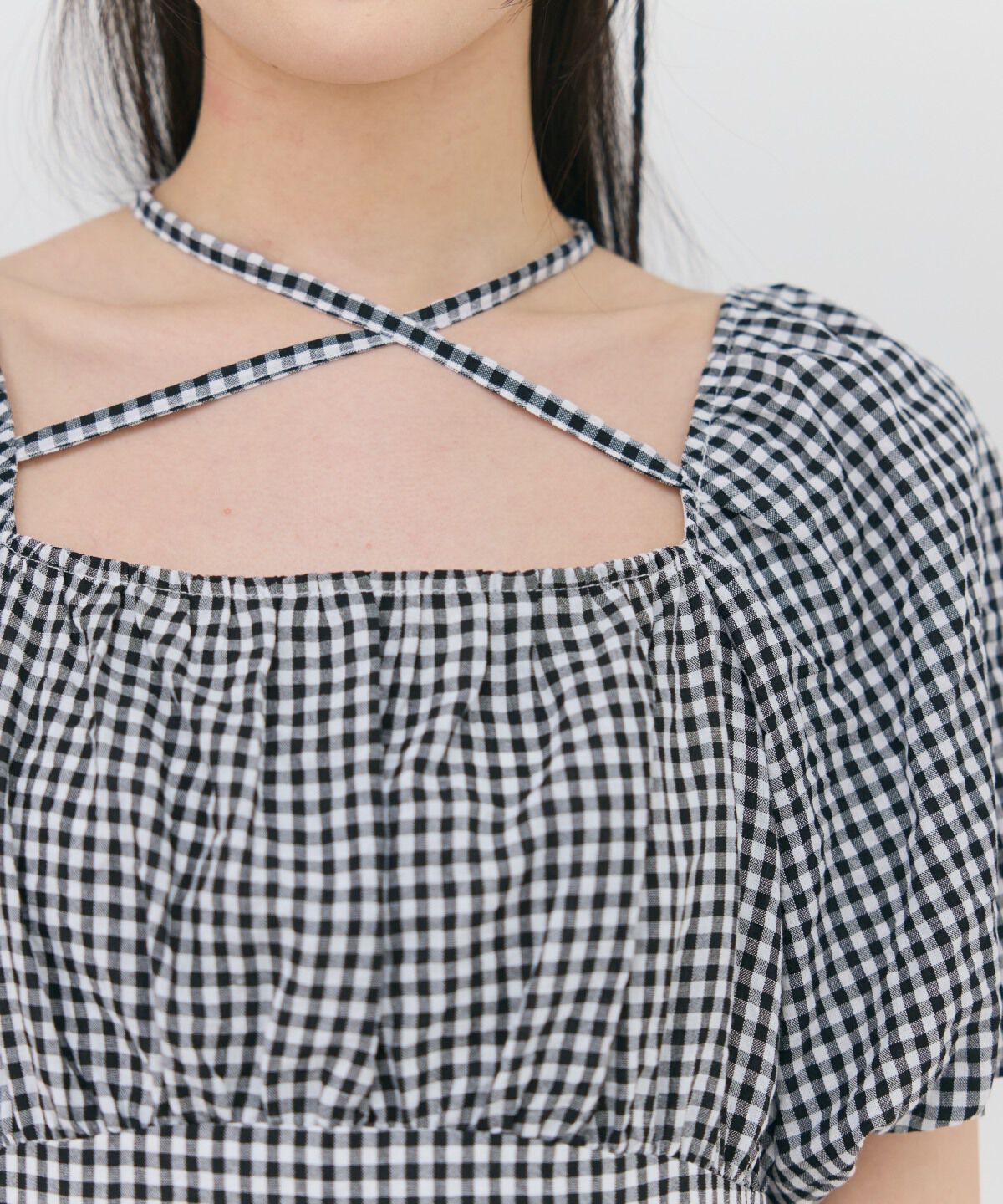 REDYAZEL「クロスリボンギンガムチェックマーメイドワンピース」|ワンピース|