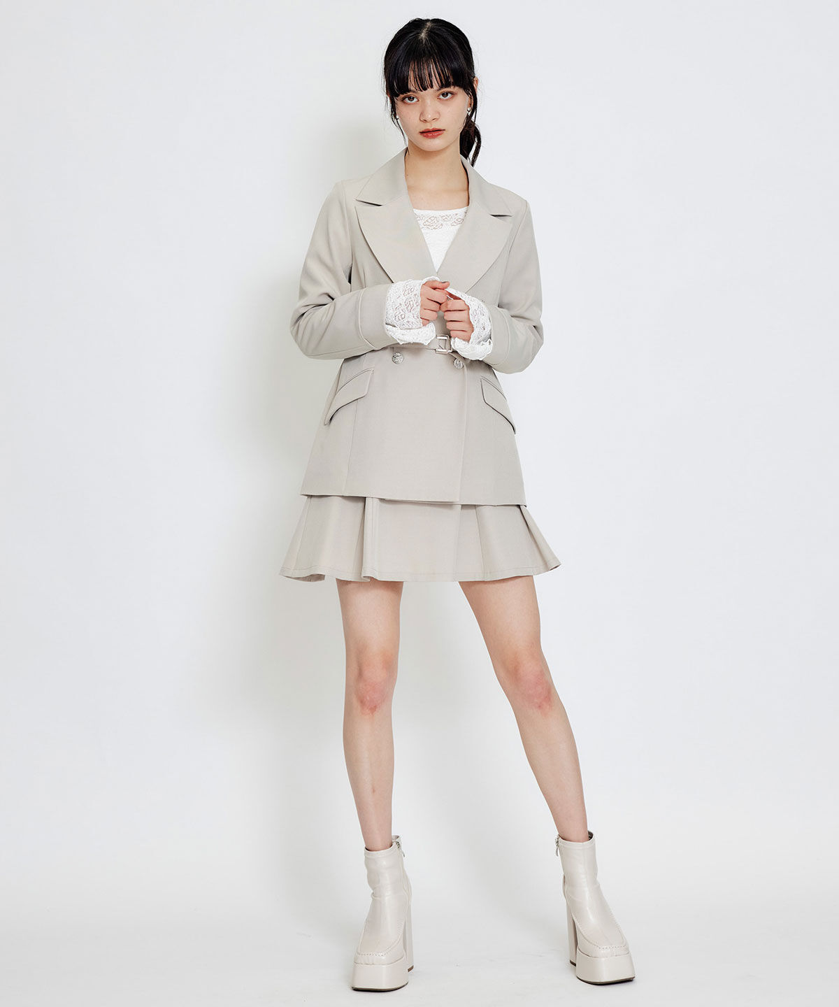 REDYAZEL「ワイドカラーミドルダブルジャケット」|テーラードジャケット|