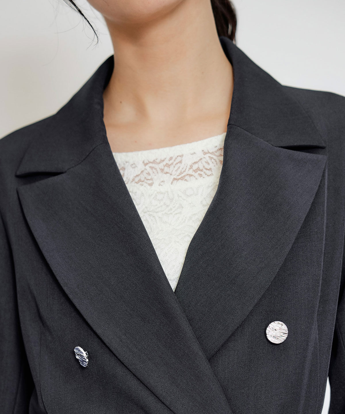 REDYAZEL「ワイドカラーミドルダブルジャケット」|テーラードジャケット|