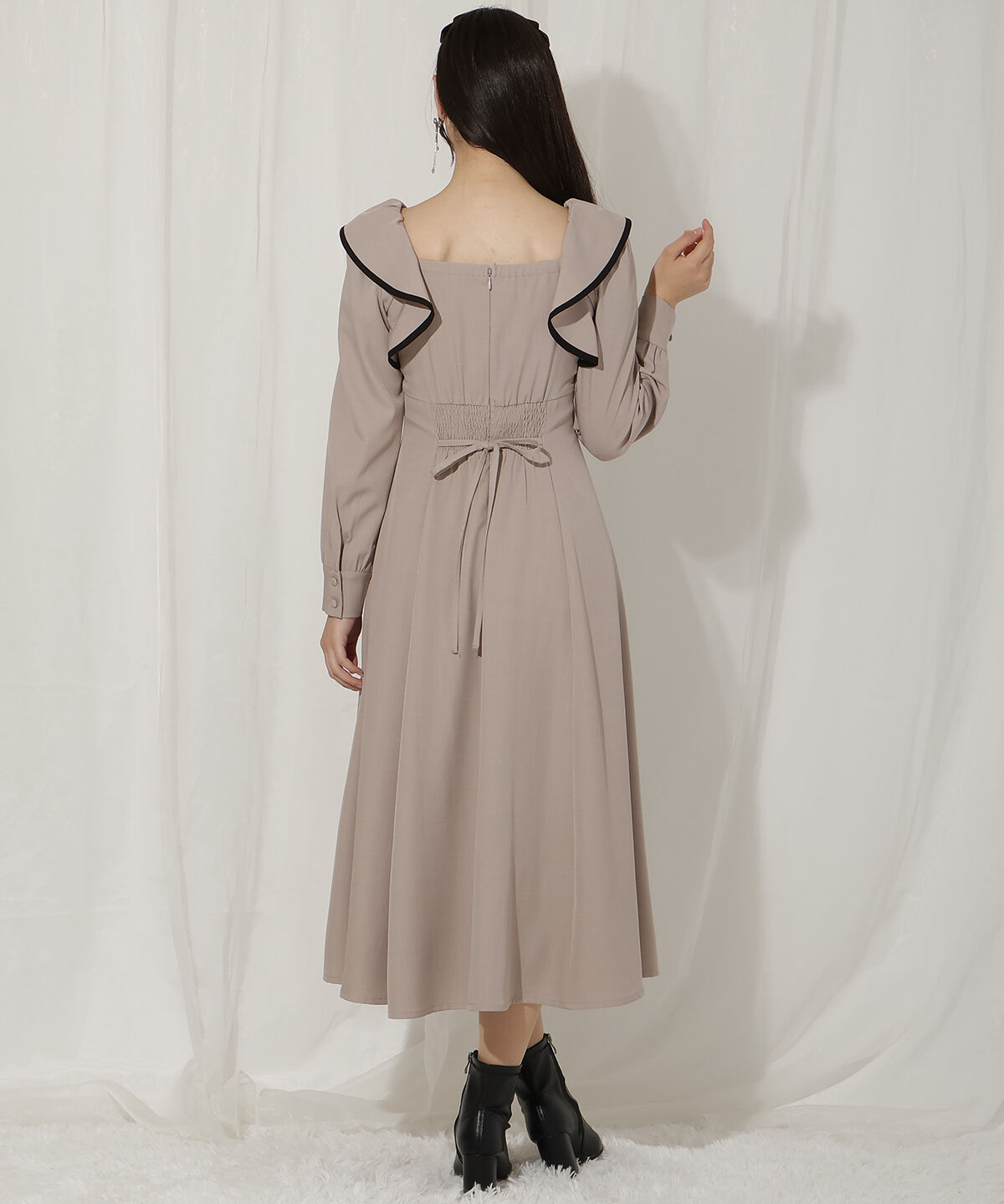 WILLSELECTION「配色パイピングフリルワンピース」|ワンピース|