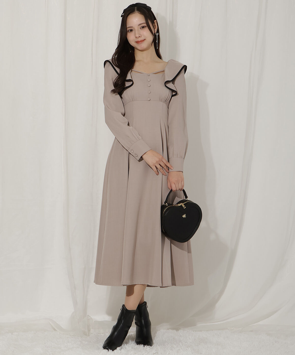 WILLSELECTION「配色パイピングフリルワンピース」|ワンピース|