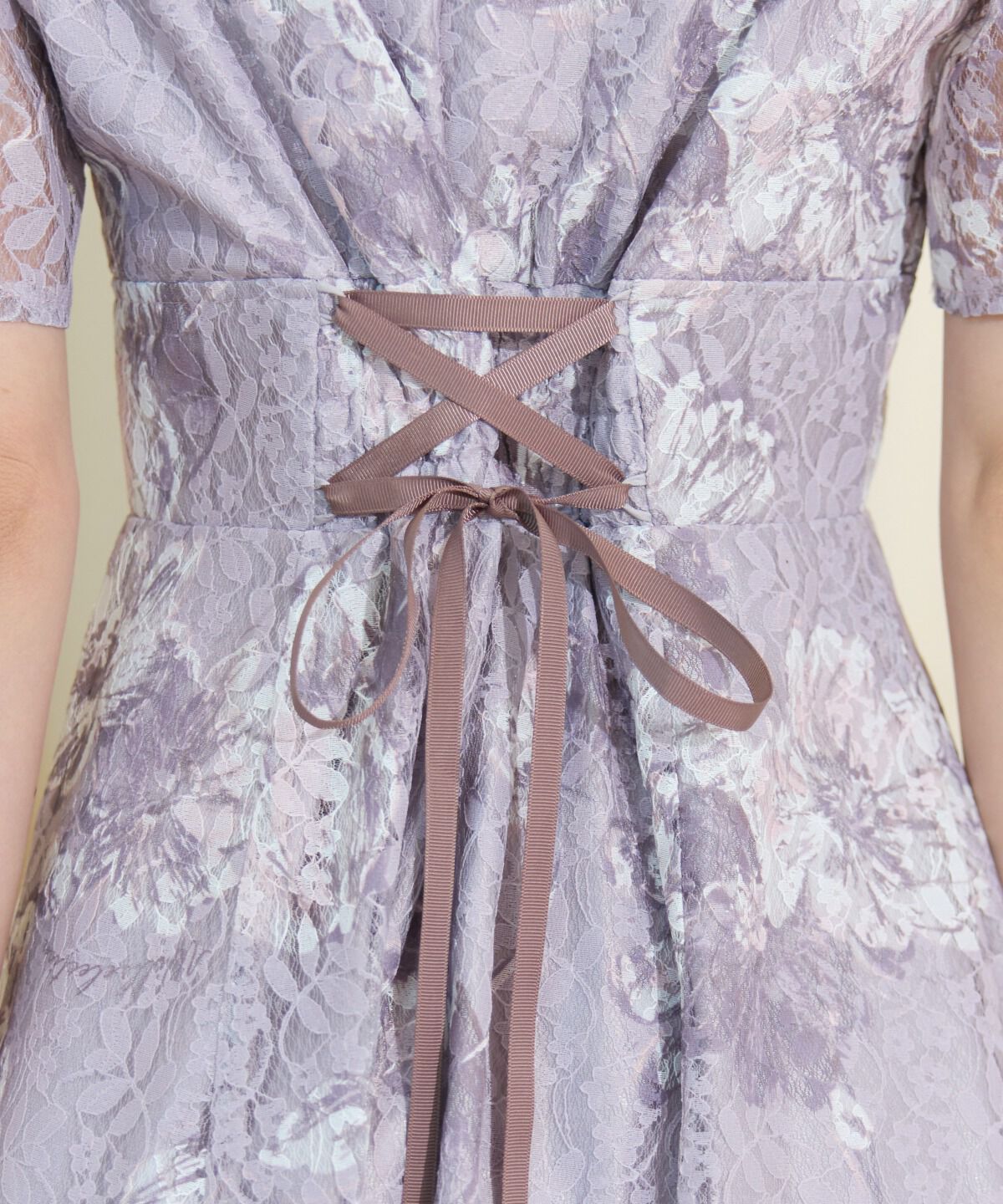 WILLSELECTION「ニュアンスフラワーレースプリントワンピース」|ワンピース|