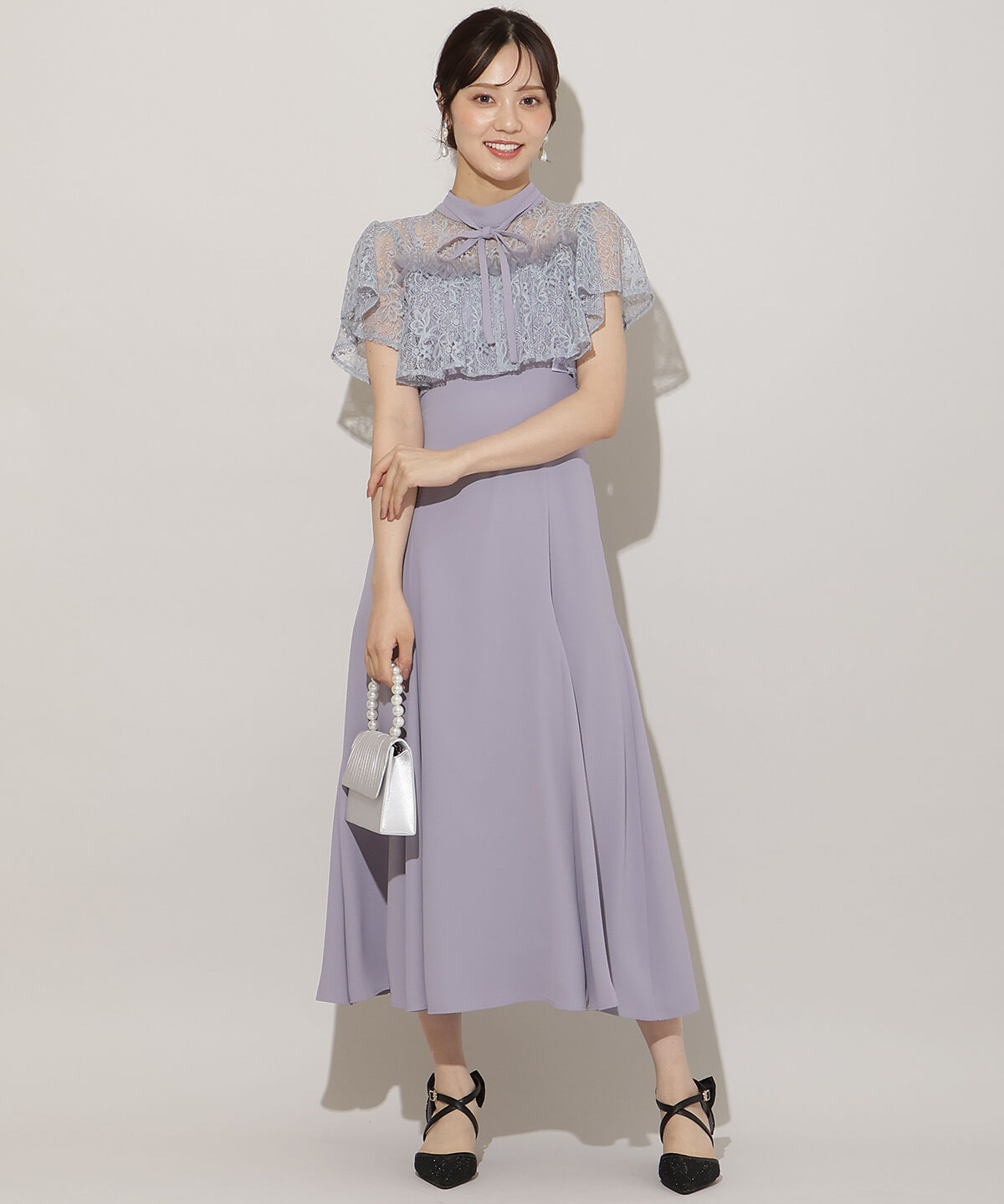 WILLSELECTION「タックリボンレースブラウス&times;バックレースアップワンピース」|ドレス|サックス