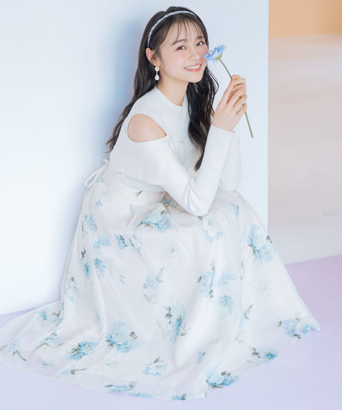 WILLSELECTION「フラワープリントシアータックスカート」|フレア|