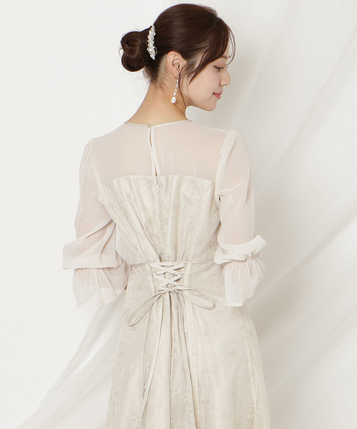 WILLSELECTION「パイピングラインレースフリルワンピース」|ドレス|