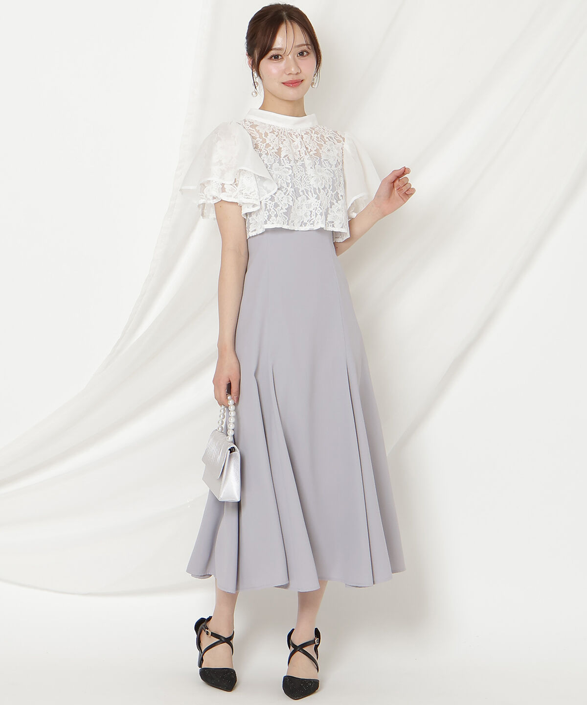 WILLSELECTION「バックリボンシフォンレースブラウス&times;フレアロングキャミワンピース」|ドレス|