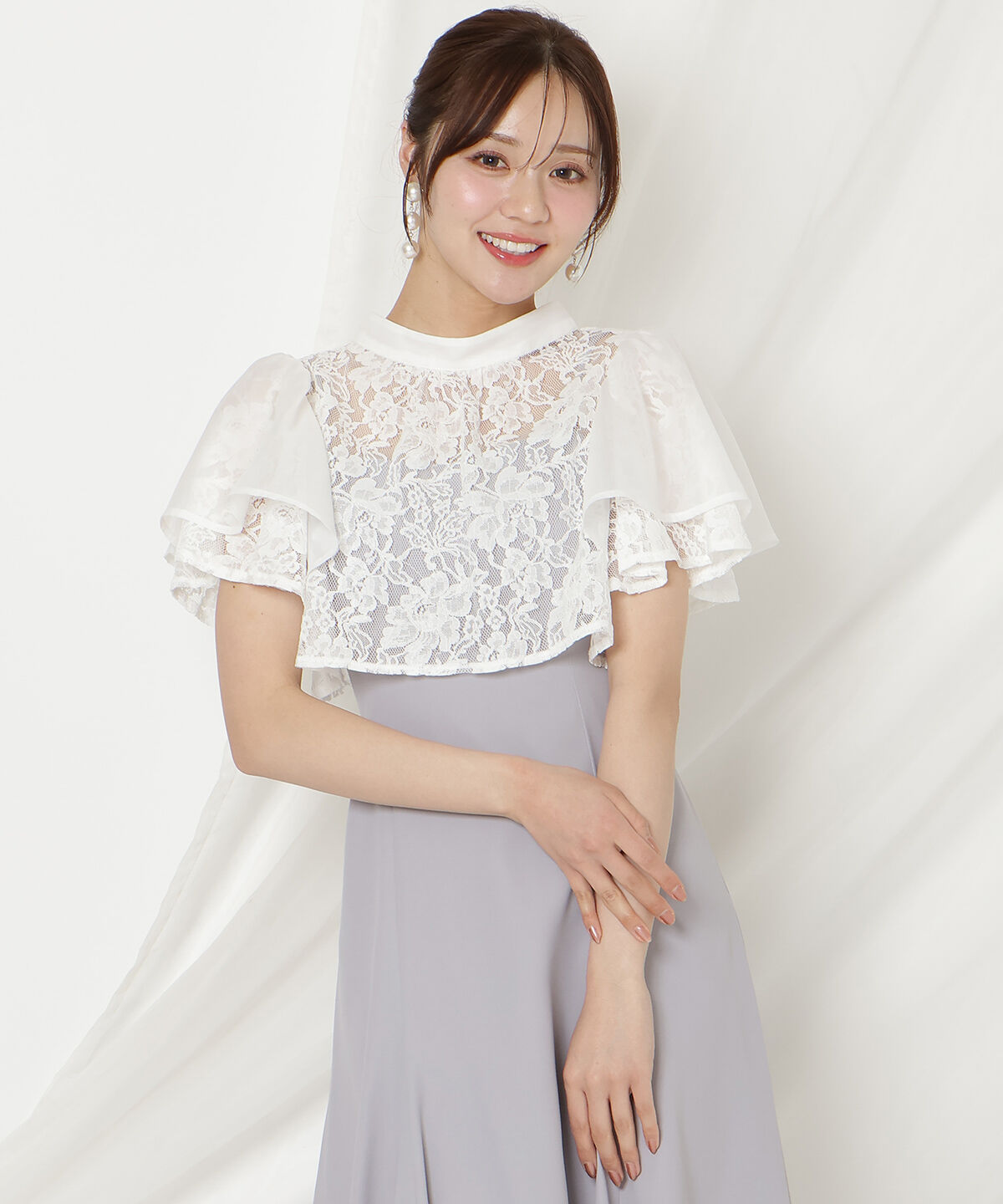 WILLSELECTION「バックリボンシフォンレースブラウス&times;フレアロングキャミワンピース」|ドレス|