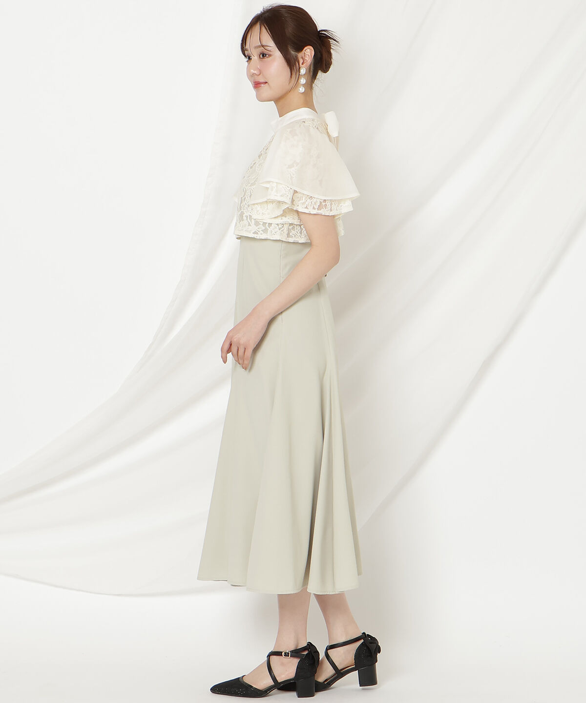 WILLSELECTION「バックリボンシフォンレースブラウス&times;フレアロングキャミワンピース」|ドレス|