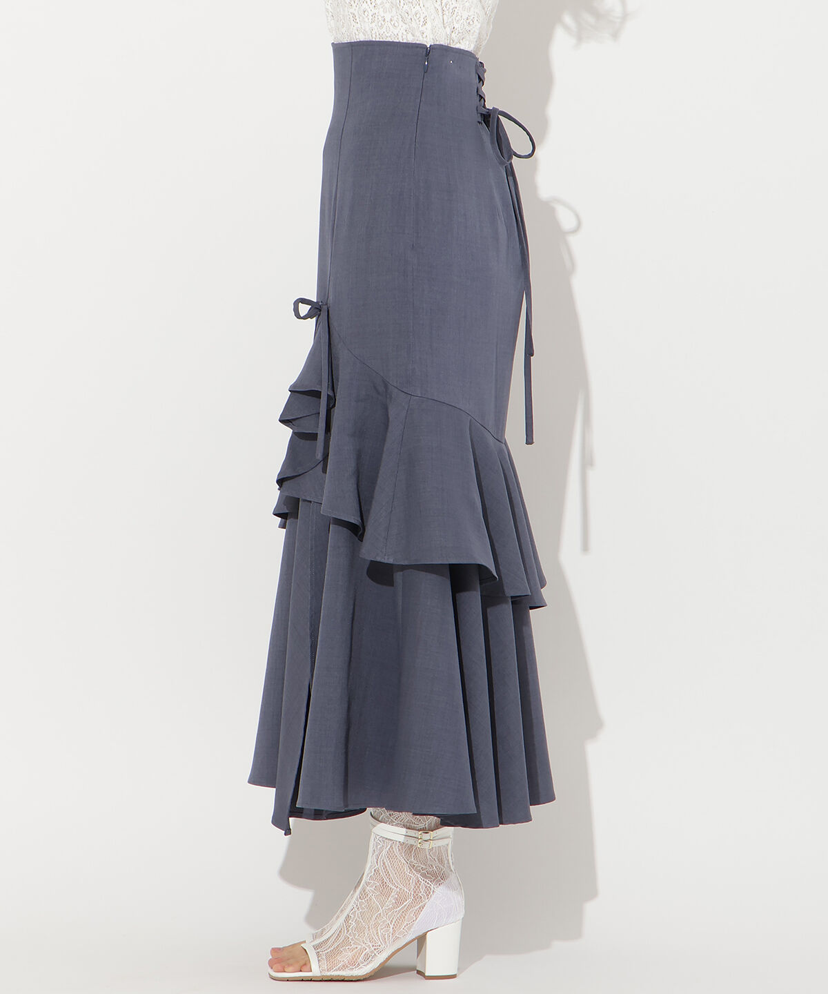 WILLSELECTION「スリットデザインラッフルリボンスカート」|フレア|