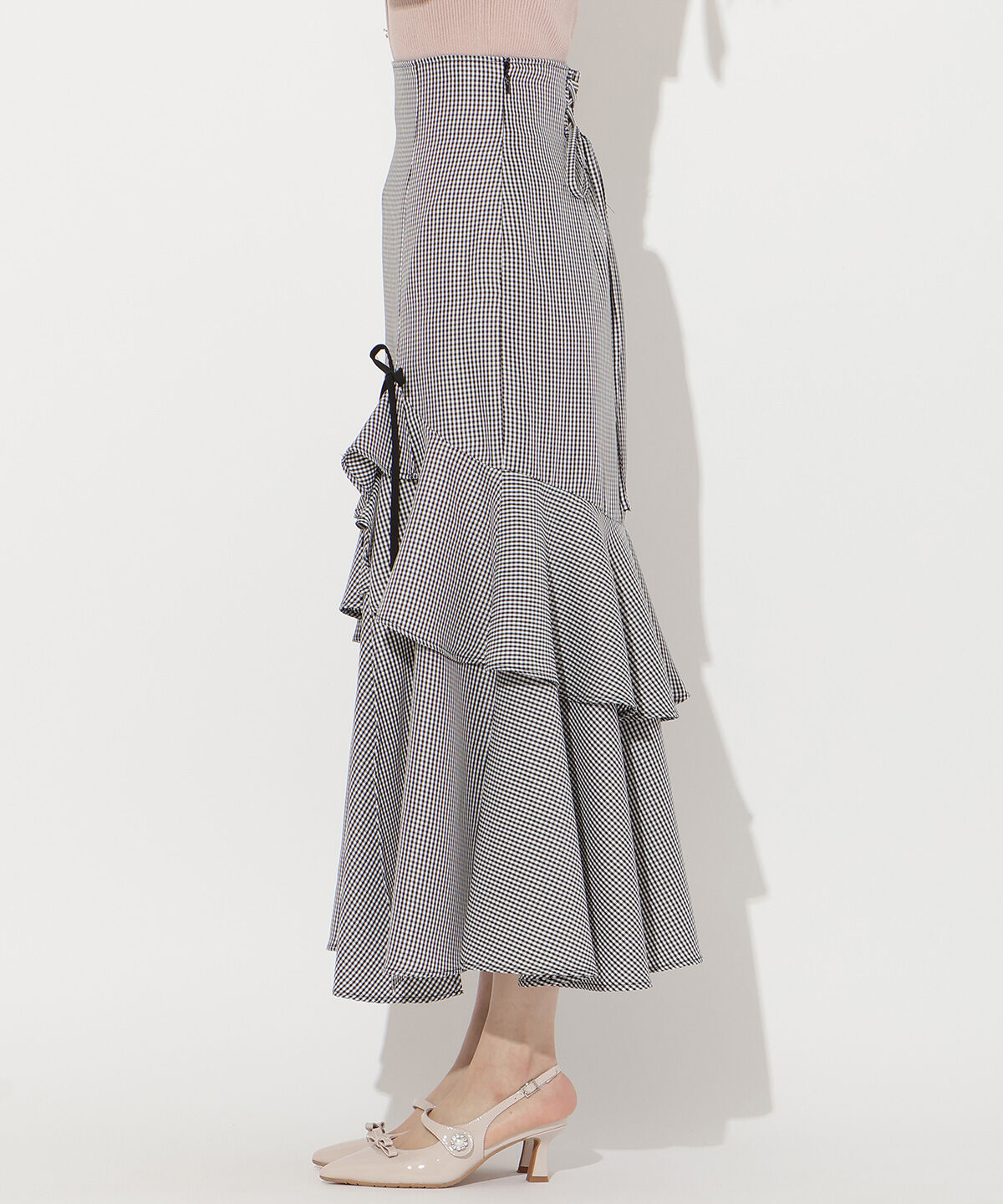 WILLSELECTION「スリットデザインラッフルリボンスカート」|フレア|