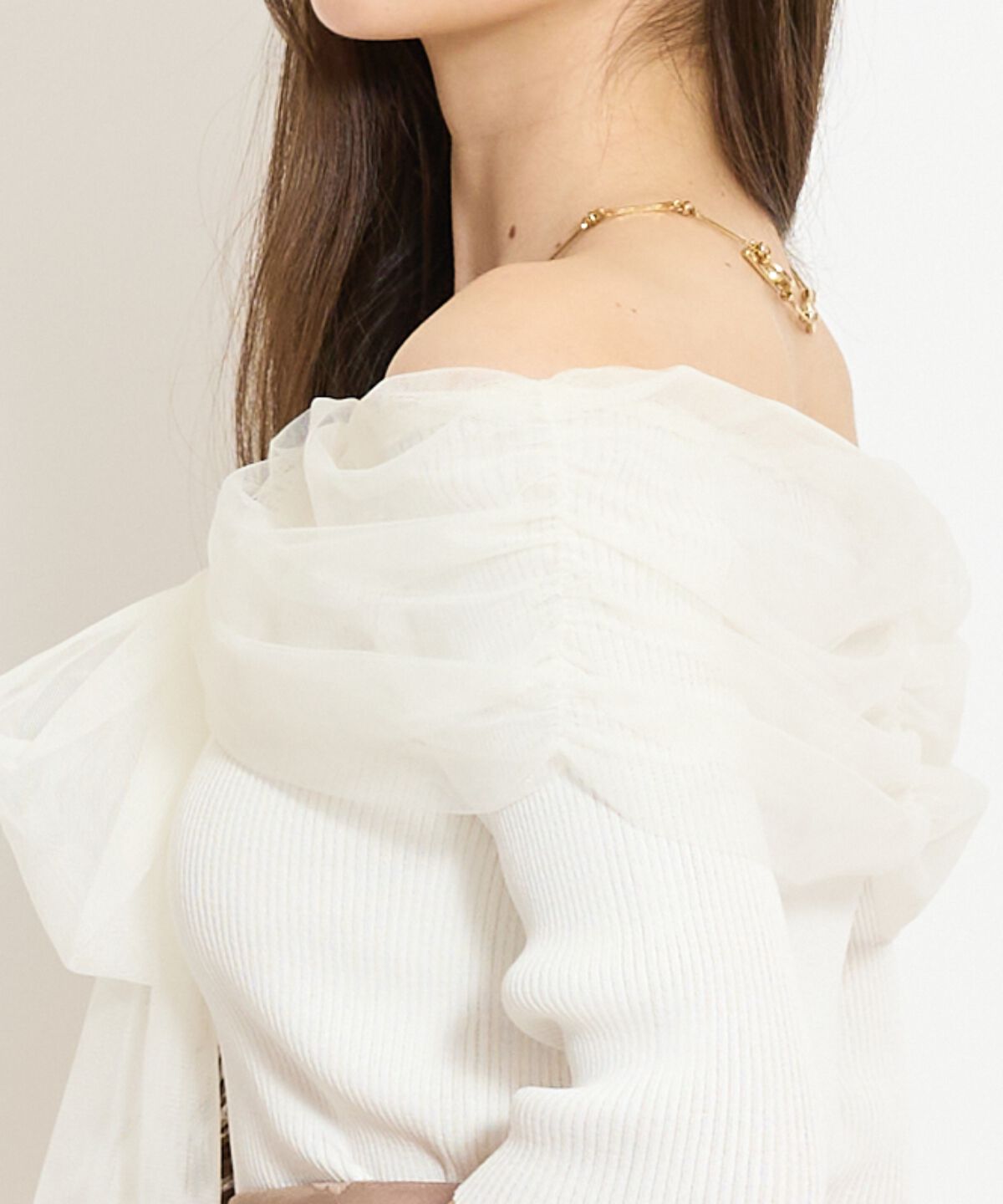 WILLSELECTION「リボンチュールレイヤードリブニット」|ニット・セーター|