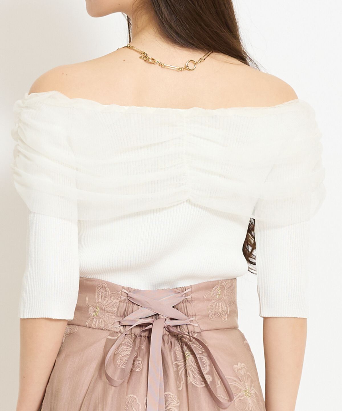 WILLSELECTION「リボンチュールレイヤードリブニット」|ニット・セーター|