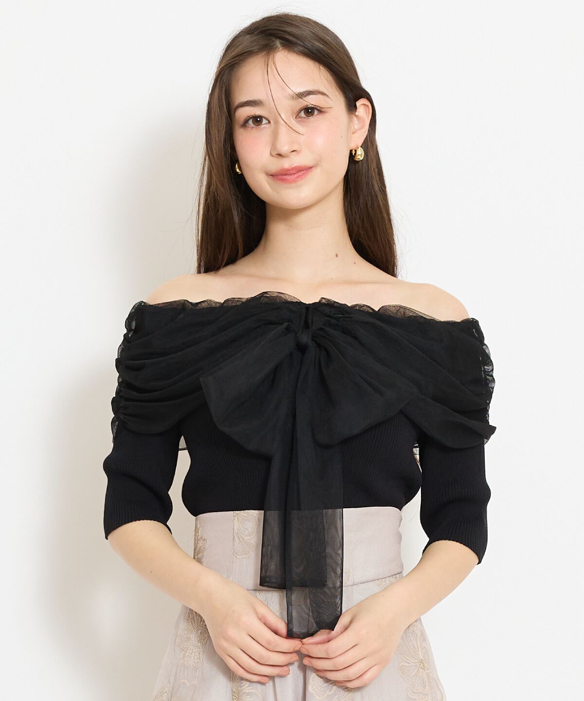 WILLSELECTION「リボンチュールレイヤードリブニット」|ニット・セーター|