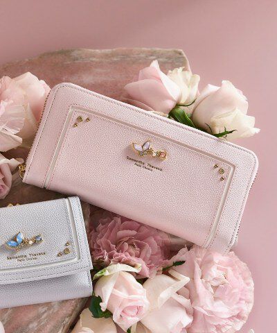 Samantha Thavasa Petit Choice「バタフライビジュー 長財布」|財布|ピンク