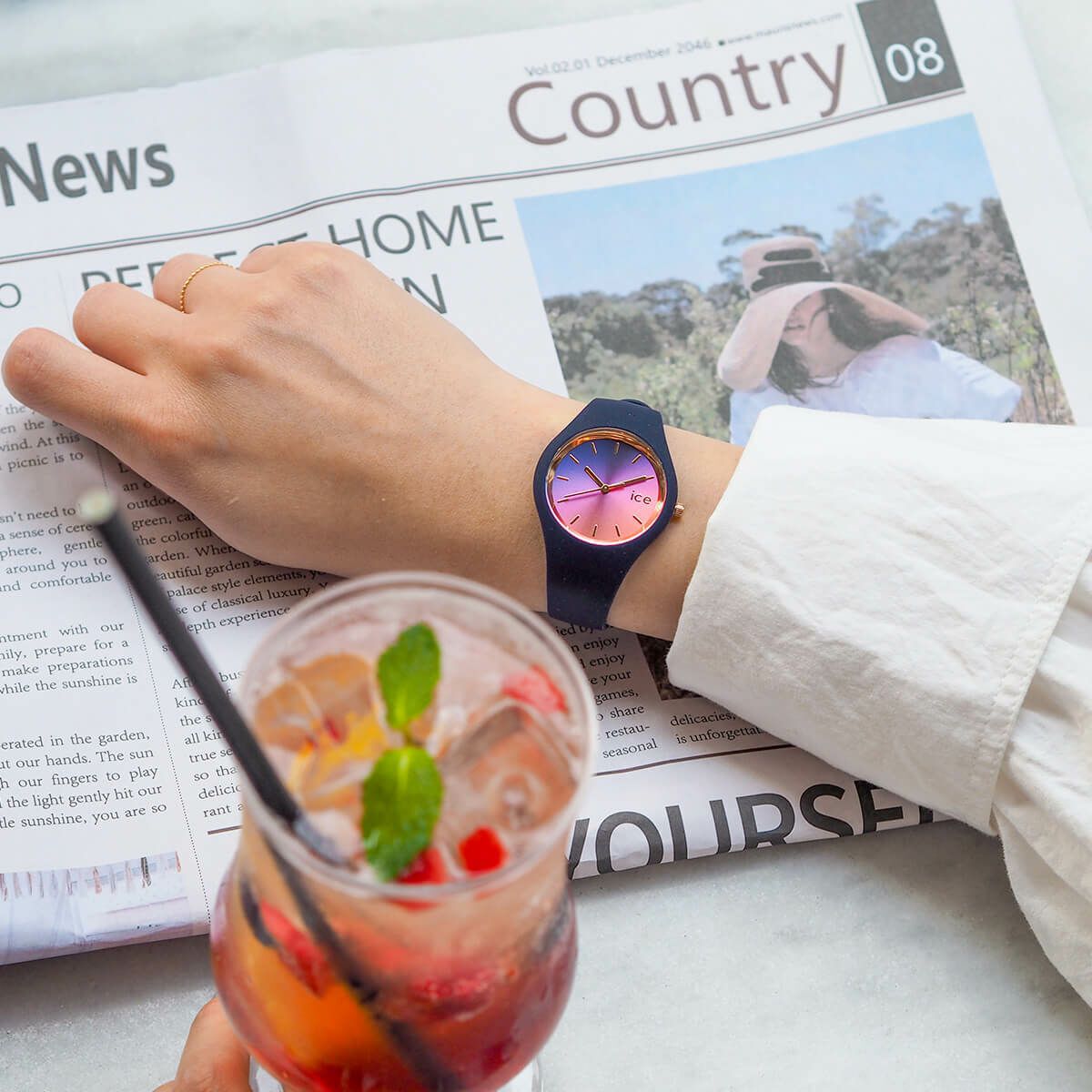 ICE-WATCH「〈ICE WATCH(ｱｲｽｳｫｯﾁ)〉ICE sunset ﾅｲﾄﾋﾟﾝｸ ｽﾓｰﾙ」|腕時計|