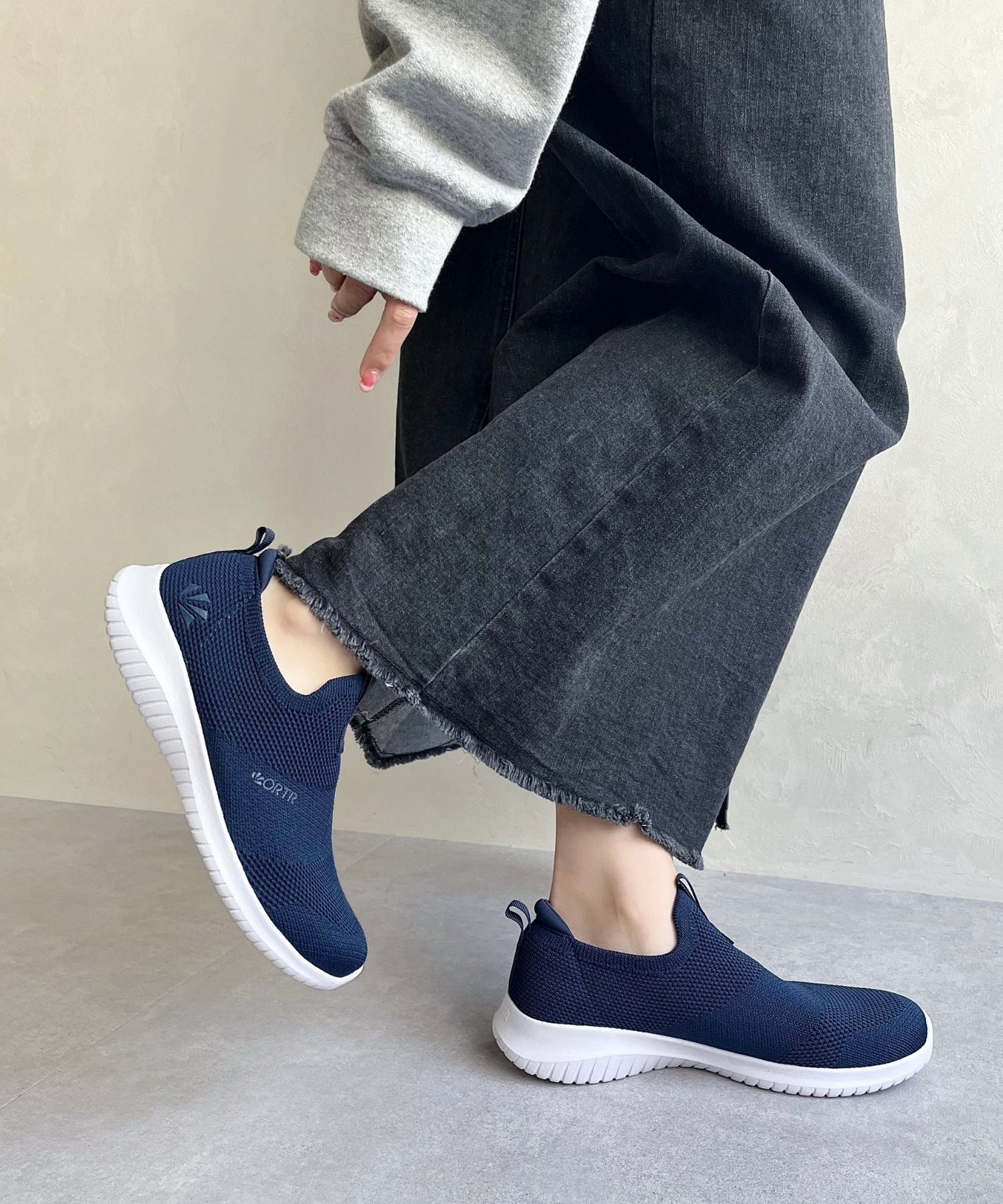 ORiental TRaffic「【累計19万足突破 】 ニット スニーカー /3709 柔らかい 伸縮性 軽量」|スニーカー|NAVY