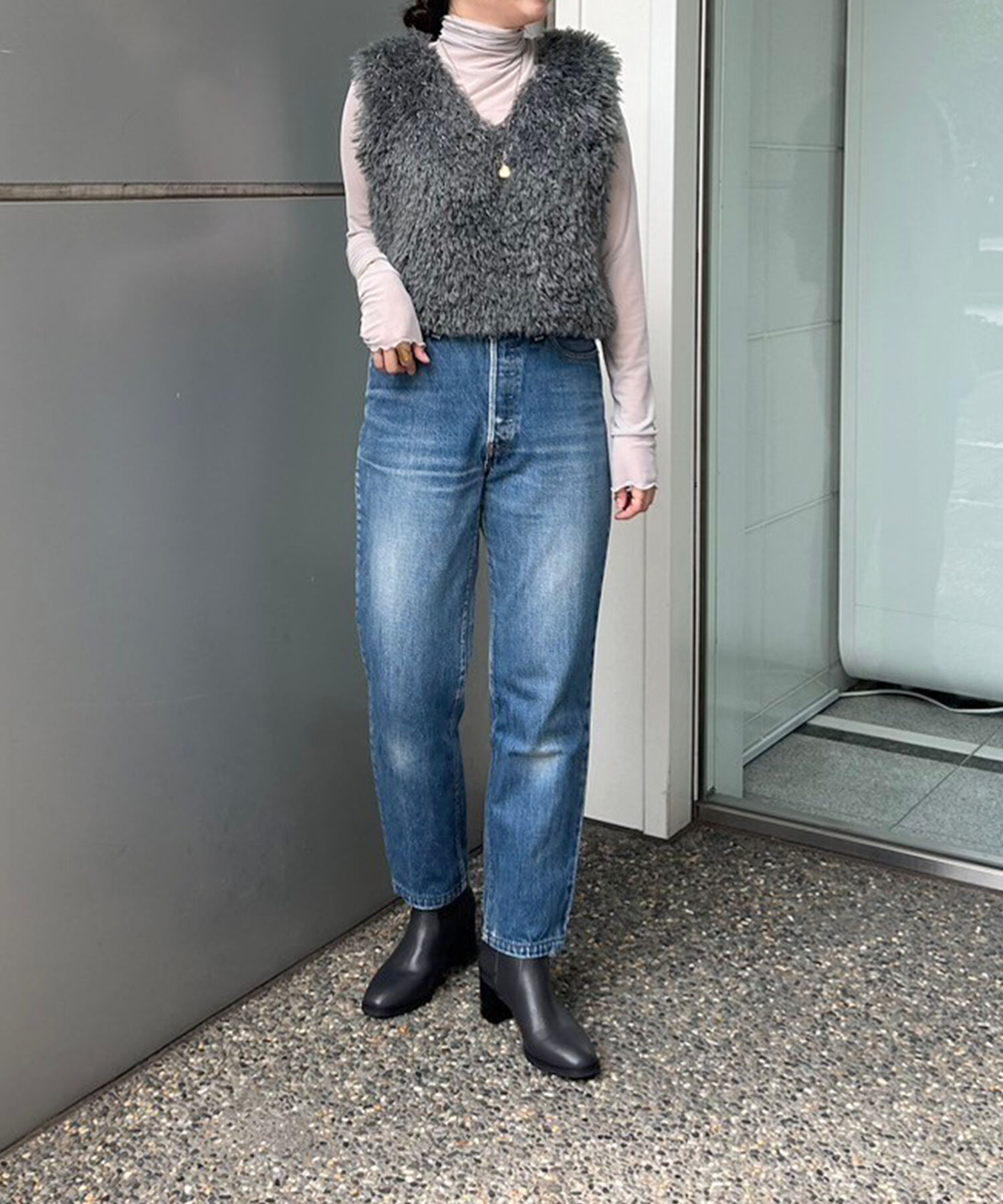 ORiental TRaffic「【 美脚 】 チャンキー ヒール ミドル ブーツ/31408 ヒール6ｃｍ 太ヒール 定番人気」|ショートブーツ|