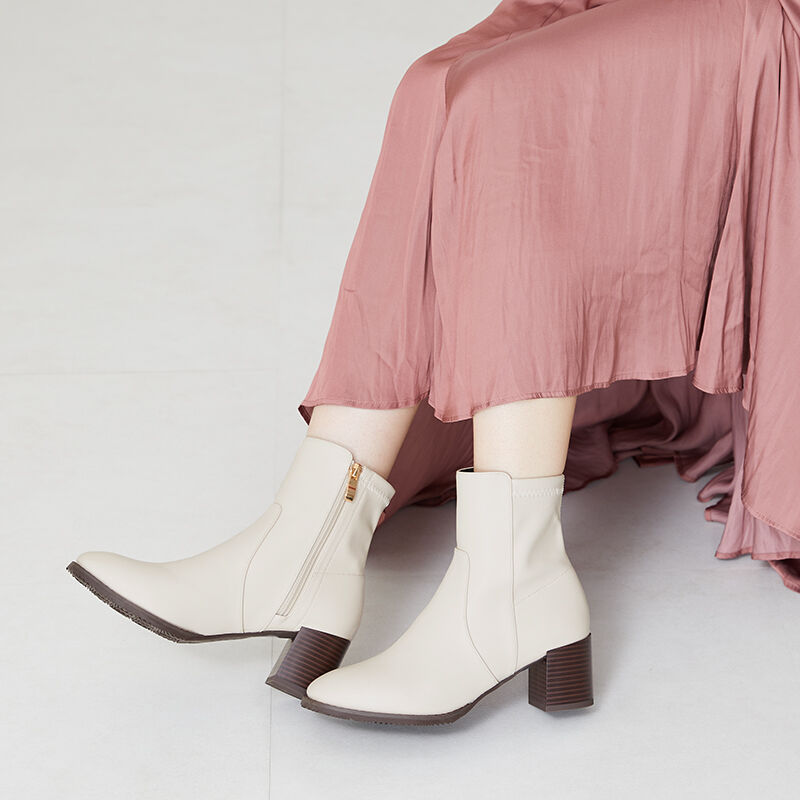 ORiental TRaffic「【 美脚 】 チャンキー ヒール ミドル ブーツ/31408 ヒール6ｃｍ 太ヒール 定番人気」|ショートブーツ|