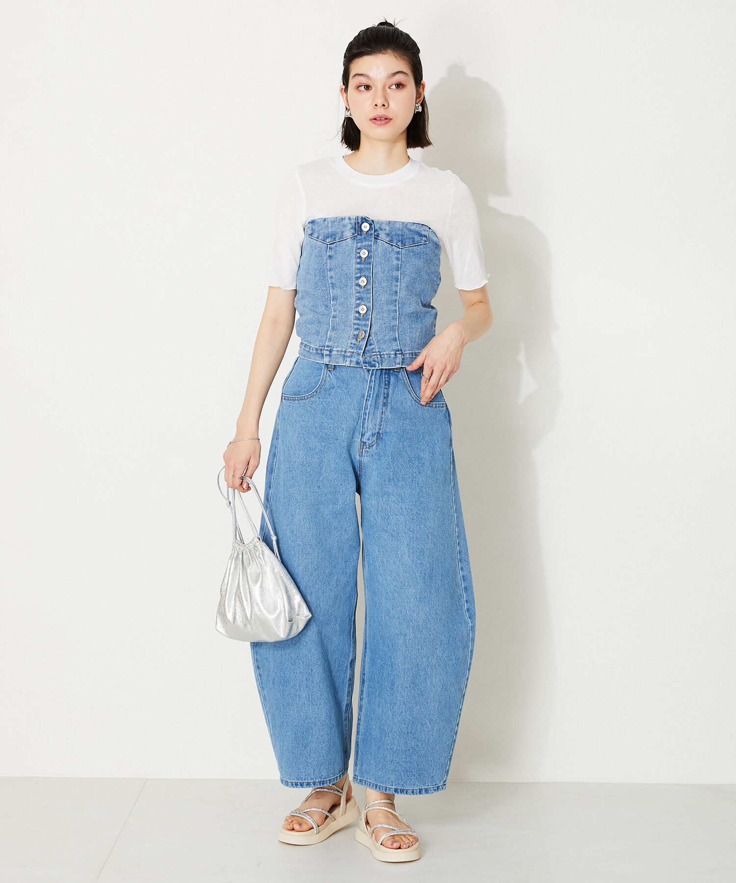 ORiental TRaffic「【追加】ラインストーンストラップサンダル/41217 サンダル 人気 トレンド 売れてる ラインストーン」|サンダル|