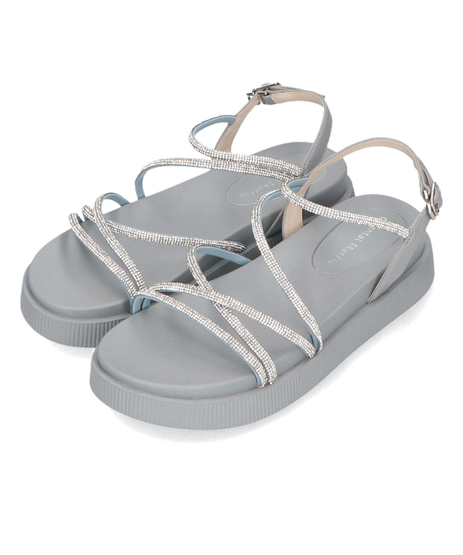 ORiental TRaffic「【追加】ラインストーンストラップサンダル/41217 サンダル 人気 トレンド 売れてる ラインストーン」|サンダル|