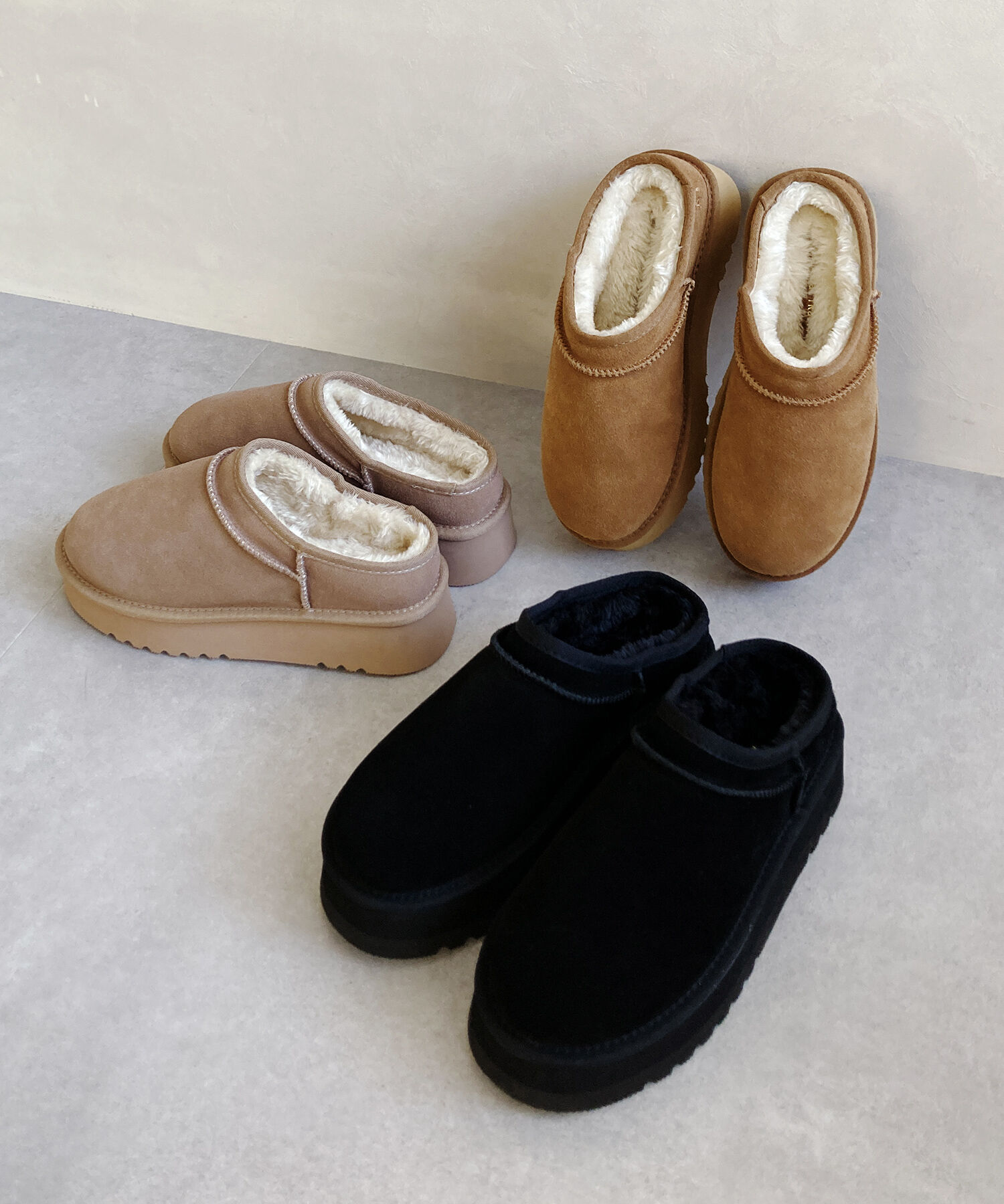 ORiental TRaffic「厚底 ムートン スリッポン シューズ/41320」|ショートブーツ|