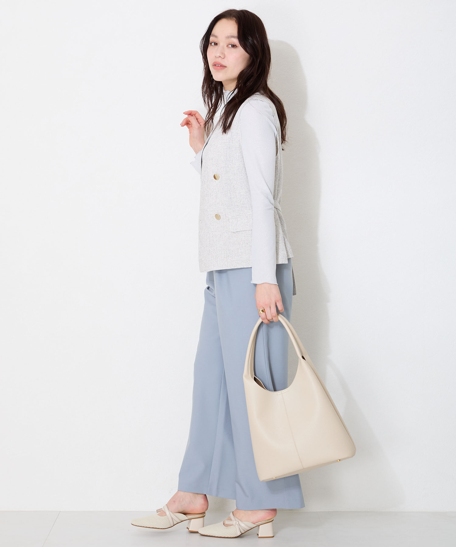 ORiental TRaffic「ニット&times;リボンミュールパンプス/51120 パンプス ミュール ニット 人気 売れてる」|パンプス|