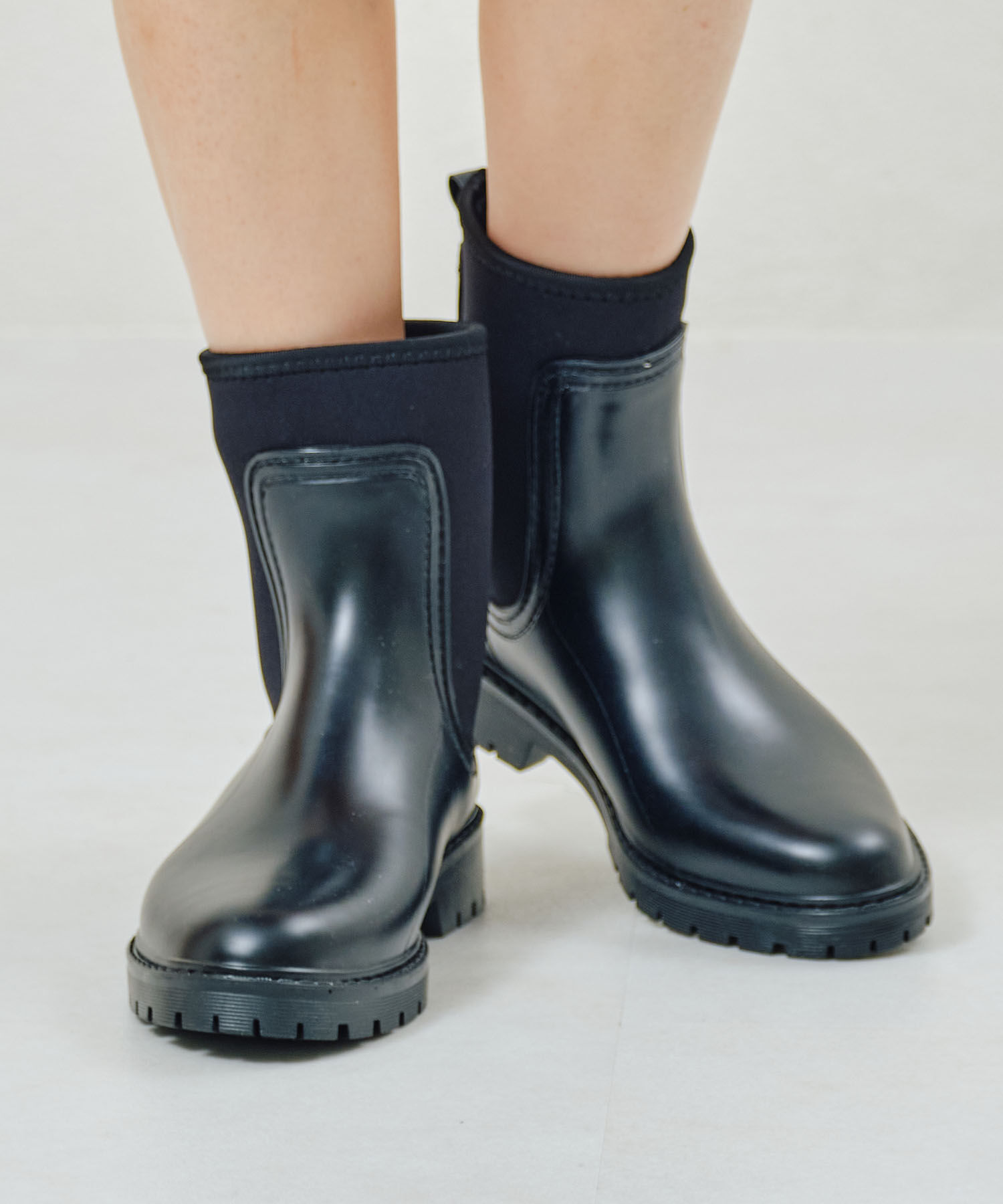 ORiental TRaffic「【防水】サイドネオプレーンレインブーツ/R-0019 レインブーツ 人気 トレンド 売れてる」|ショートブーツ|BLACK