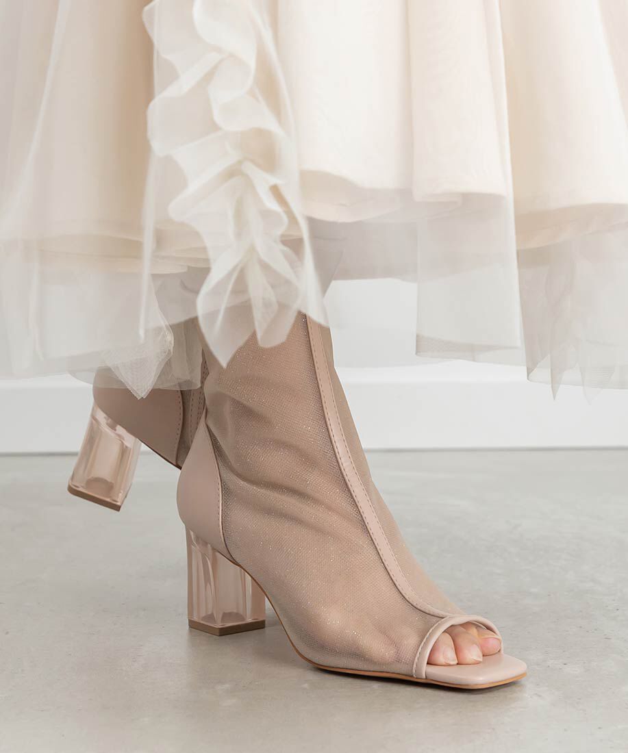  「シアーオープントゥブーツ」|ショートブーツ|