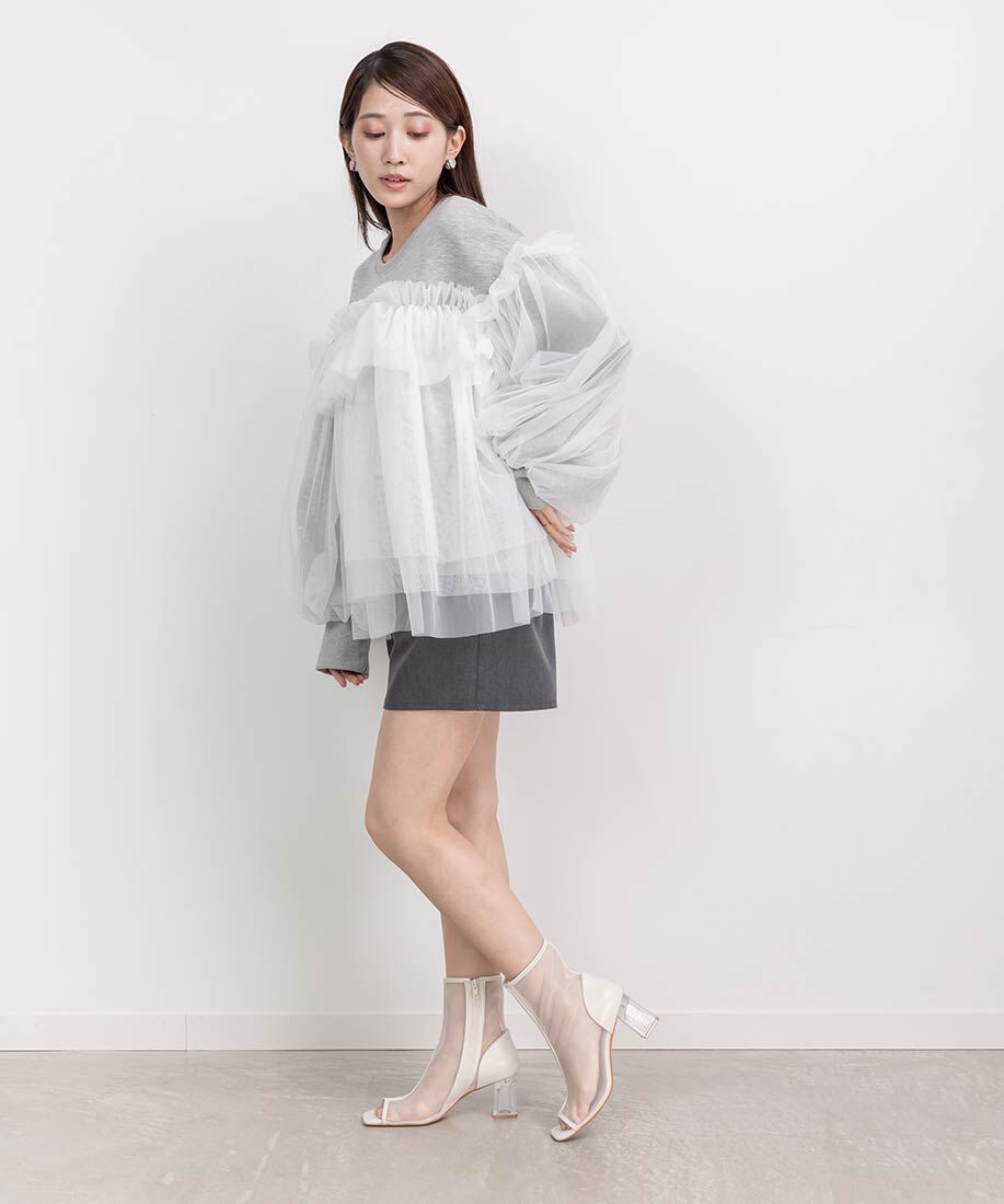  「シアーオープントゥブーツ」|ショートブーツ|