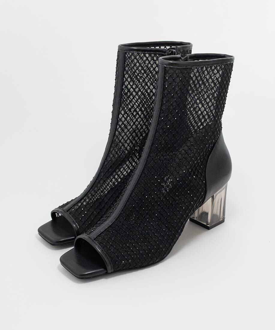  「シアーオープントゥブーツ」|ショートブーツ|