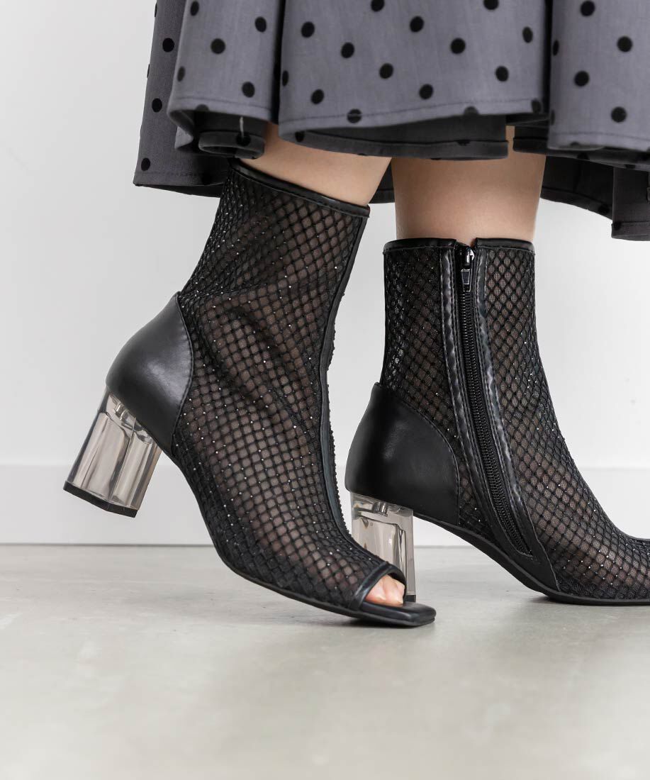  「シアーオープントゥブーツ」|ショートブーツ|