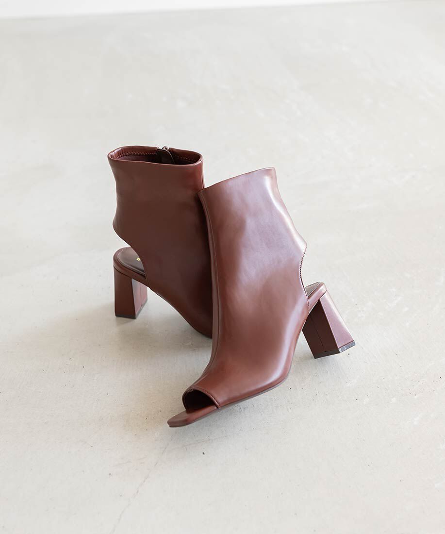  「2WAY オープントゥストレッチショートブーツ」|ショートブーツ|