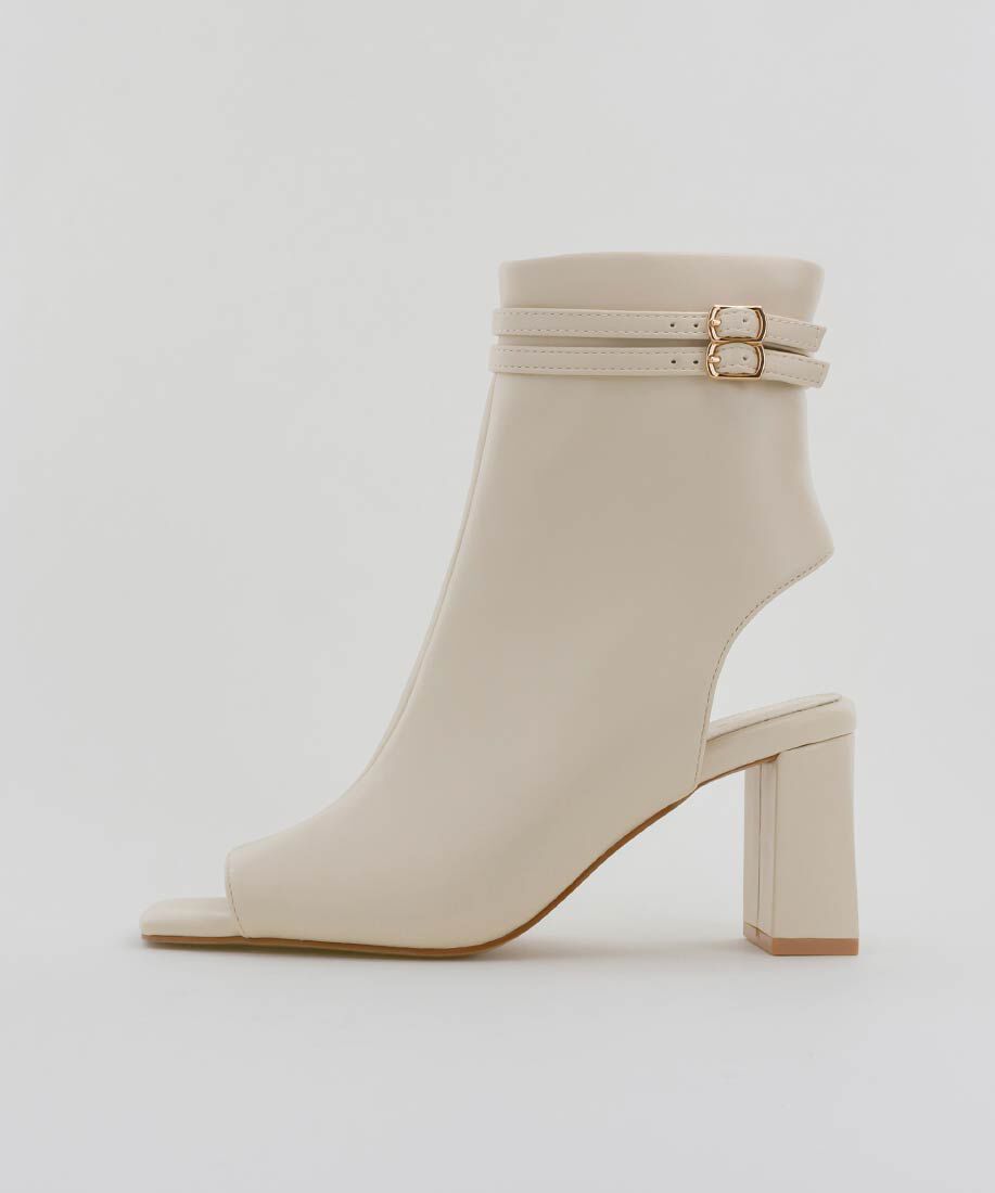  「2WAY オープントゥストレッチショートブーツ」|ショートブーツ|