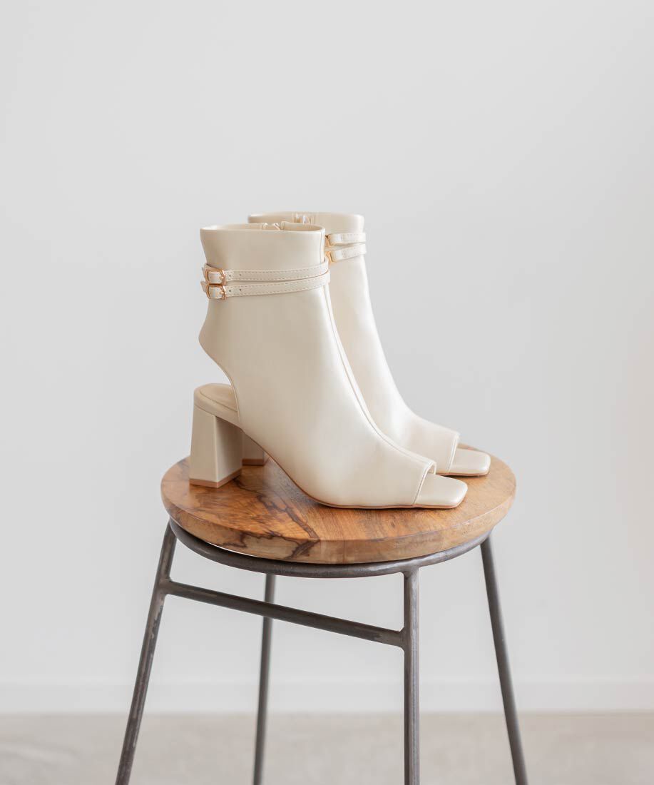  「2WAY オープントゥストレッチショートブーツ」|ショートブーツ|