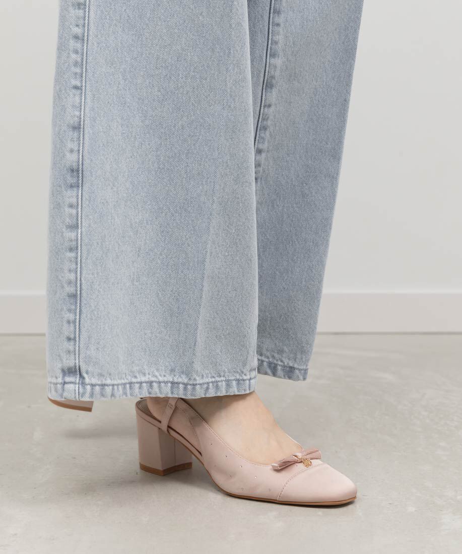  「ミニリボンバックストラップパンプス」|パンプス|