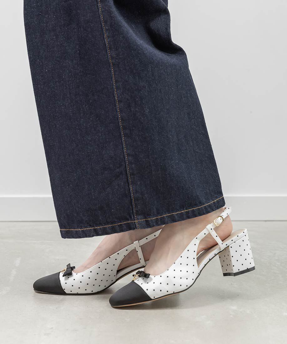  「ミニリボンバックストラップパンプス」|パンプス|